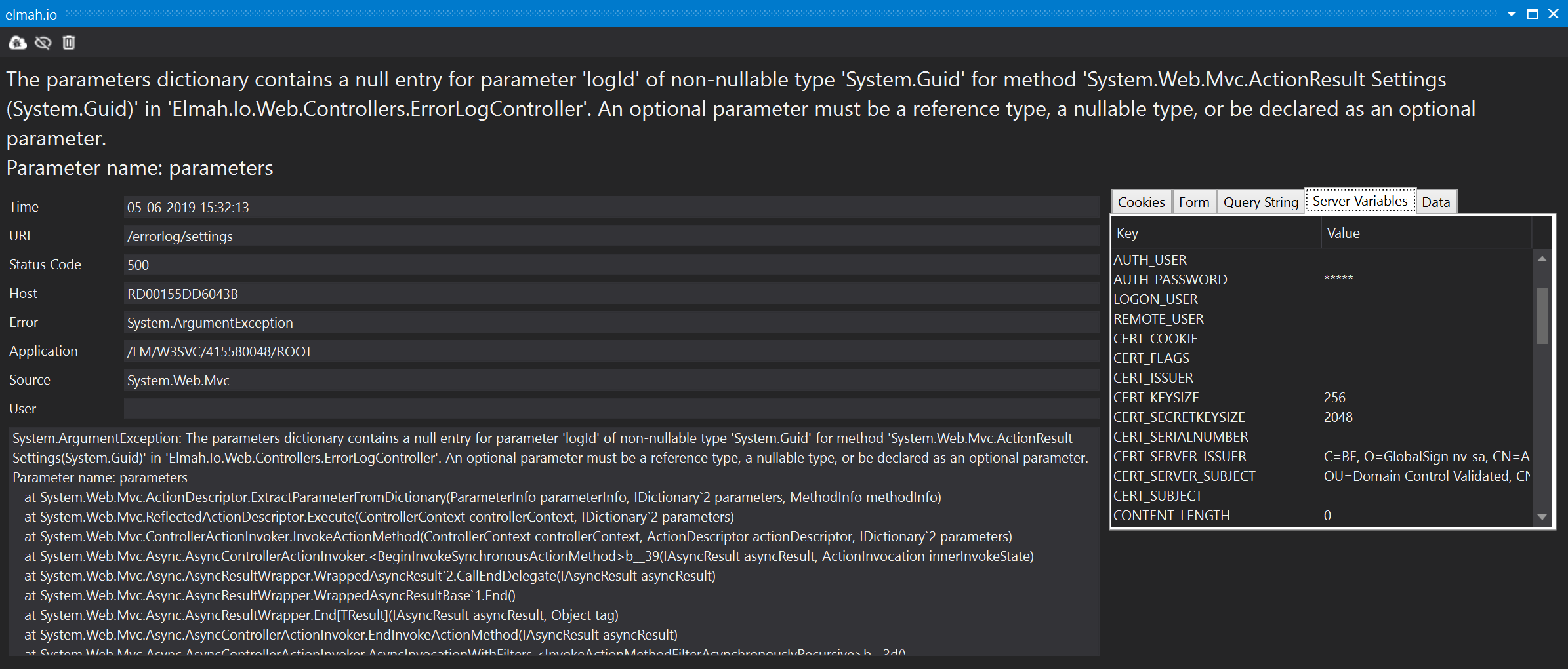 Error details