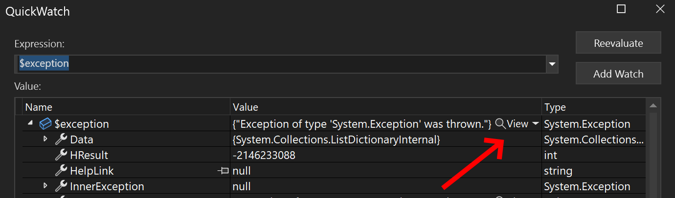 View Exception Visualizer
