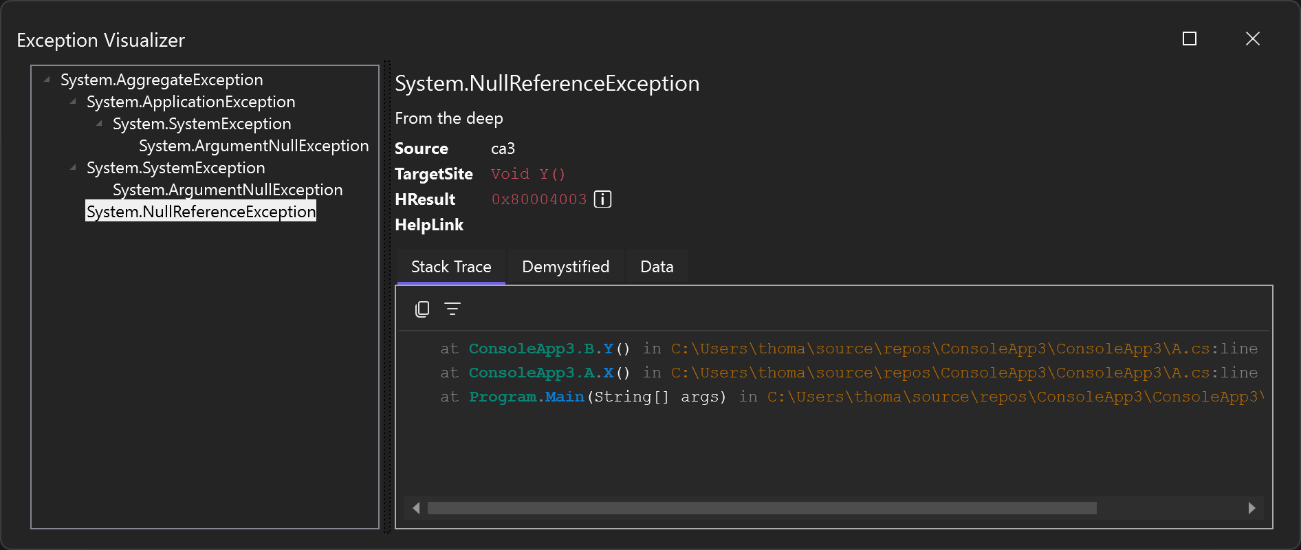 Exception Visualizer